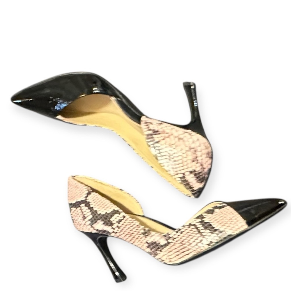 NWOT Naturalizer Edris Black/Pink Patent Snake Print‎ D’Orsay Pumps, 8 - Picture 2 of 13